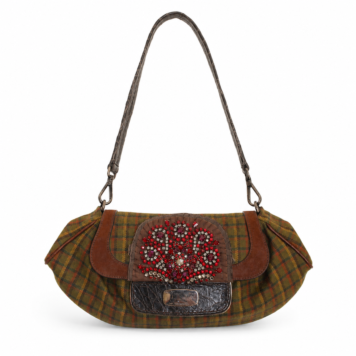 Prada 2004 Fall Vichy Ricamo Skipper Shoulder Bag