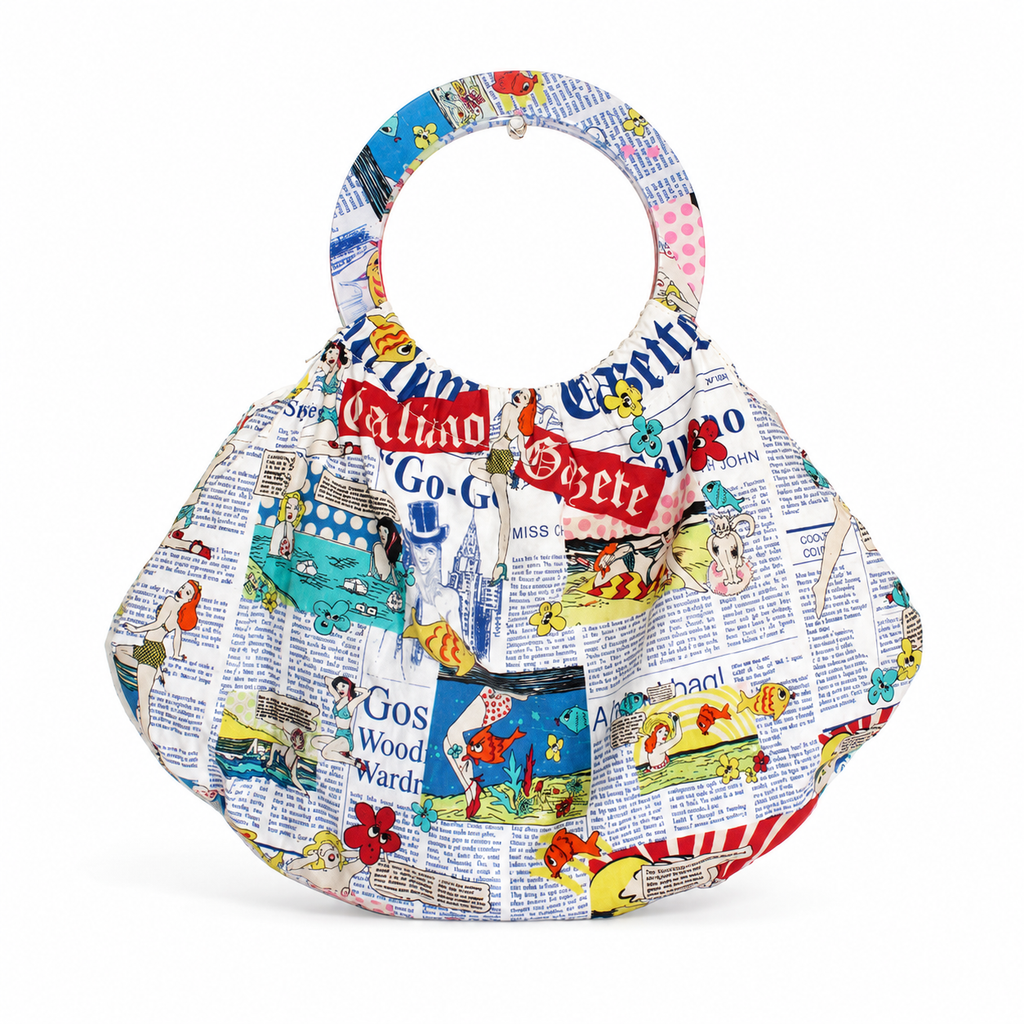 Galliano Gazette Newsprint Jumbo Ring Top Handle Bag