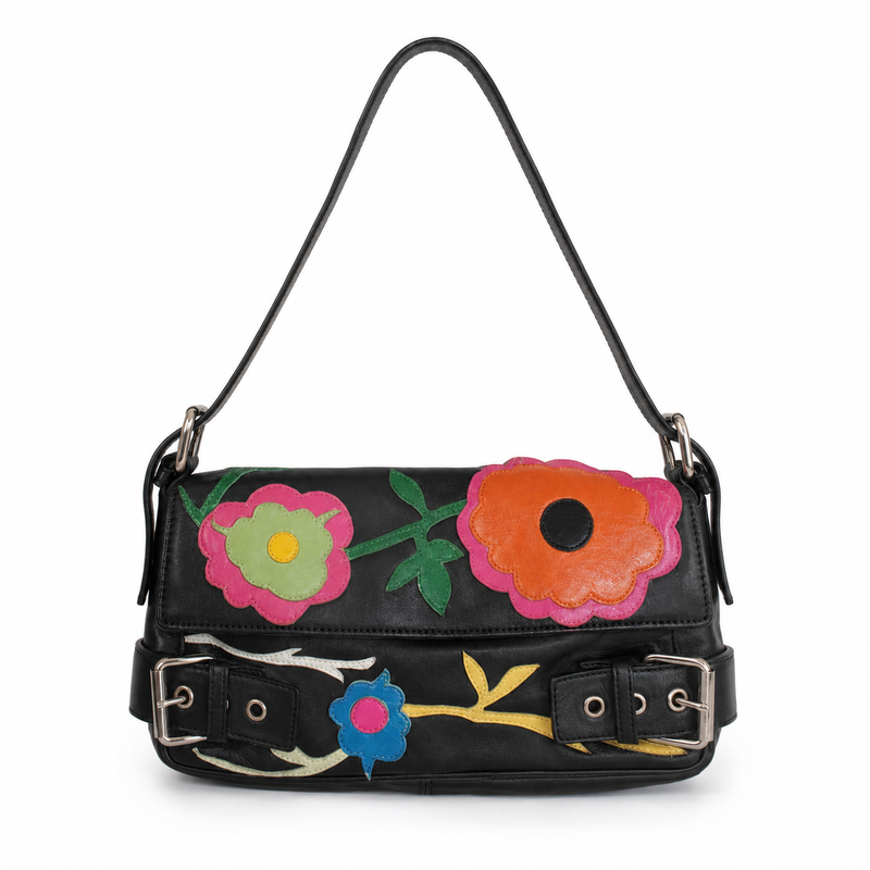 Rare John Galliano Flower Applique Buckle Bag